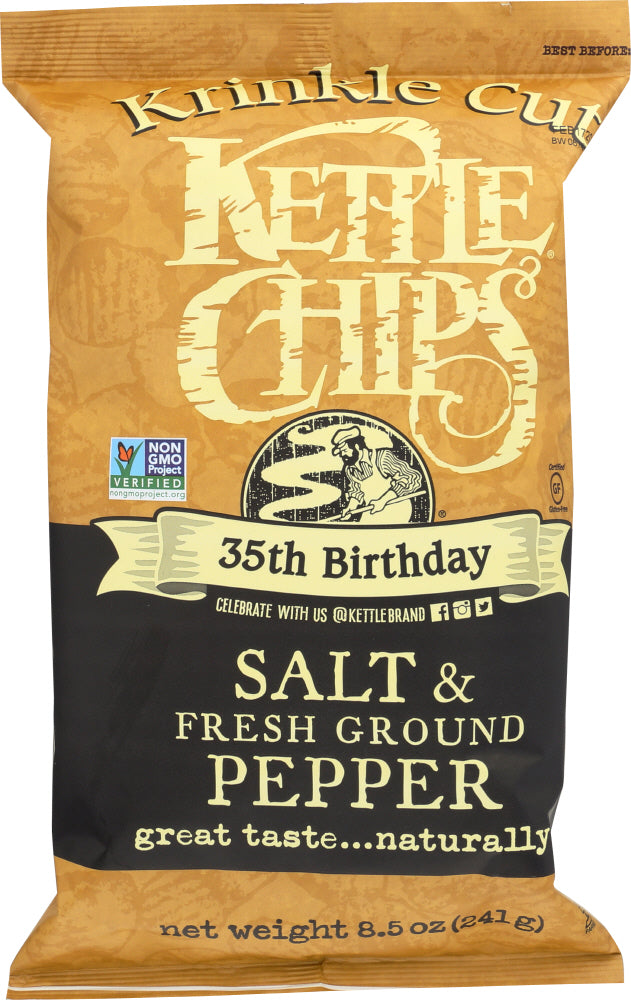 KETTLE BRAND: Krinkle Cut Potato Chips Salt & Fresh Ground Pepper, 8.5 oz