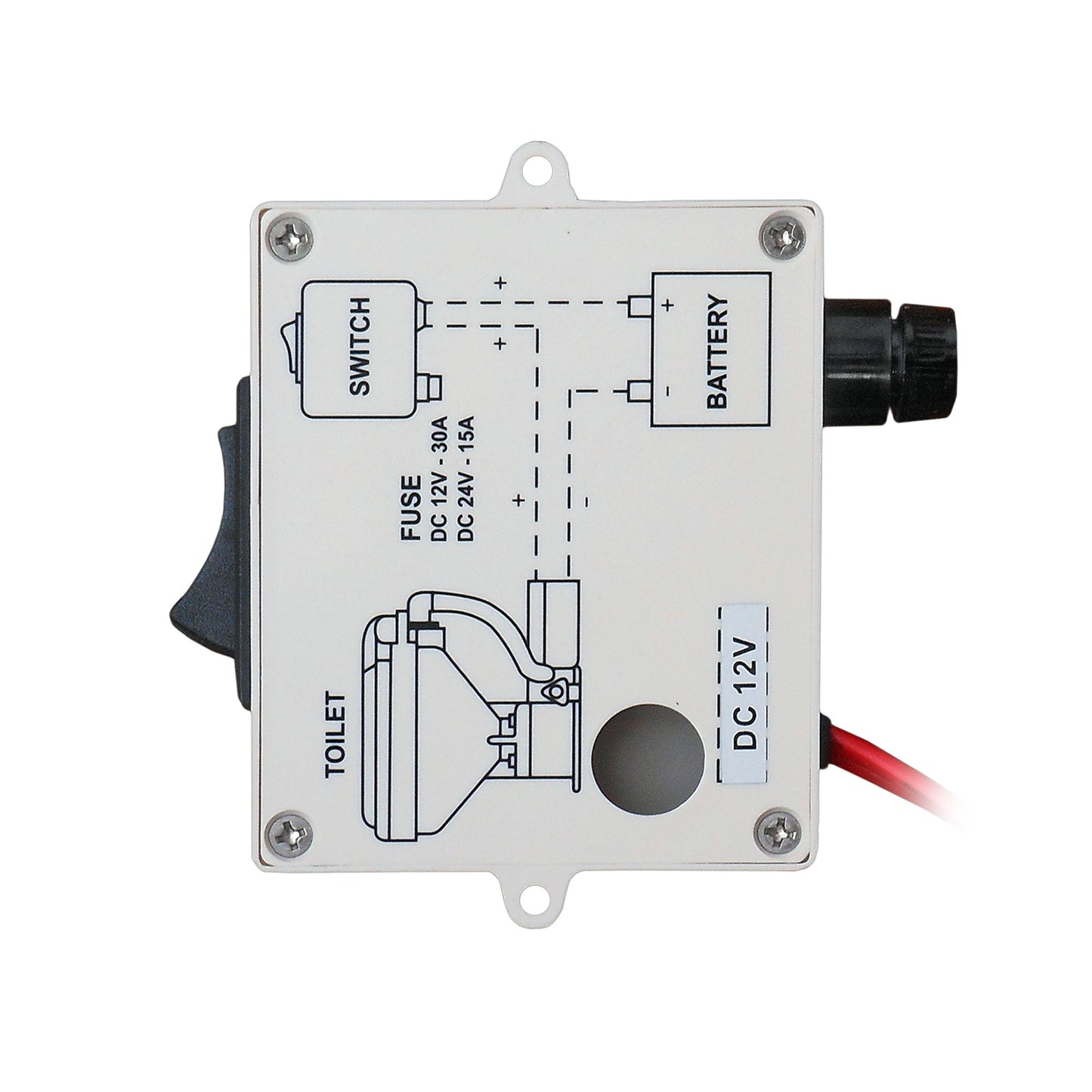 Momentary On-Off Push Button Switch Box for Electric Toliet, 12V