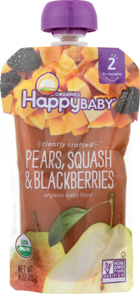 HAPPY BABY: S2 Pear Squash Blackberry Organic, 4 oz