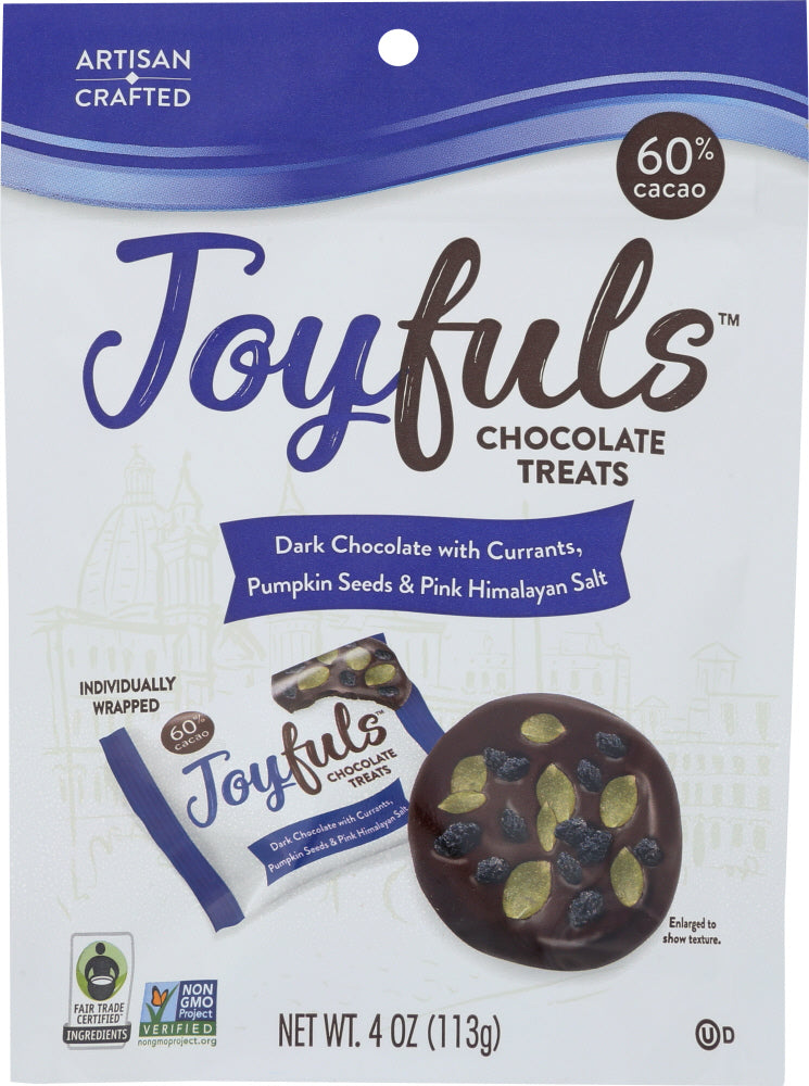 JOYFULS: Dark Chocolate with Currants, Pumpkin Seeds & Pink Himalayan Salt, 4 oz
