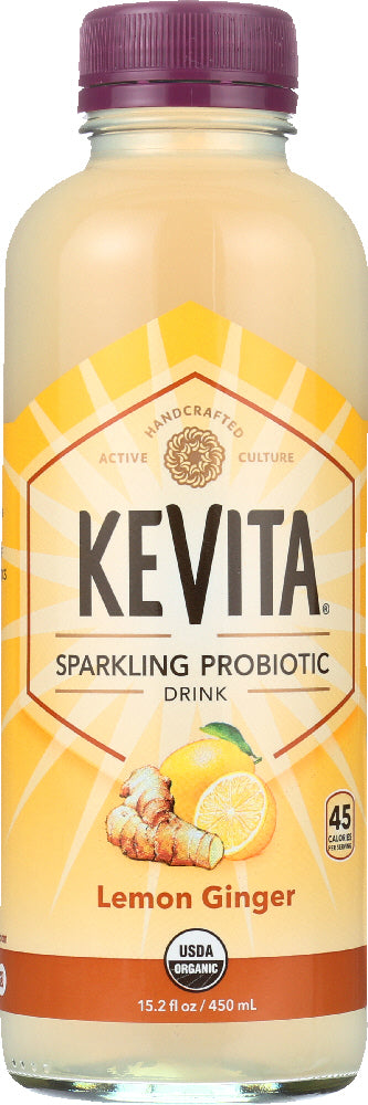 KEVITA: Organic Sparkling Probiotic Drink Lemon Ginger, 15.2 oz