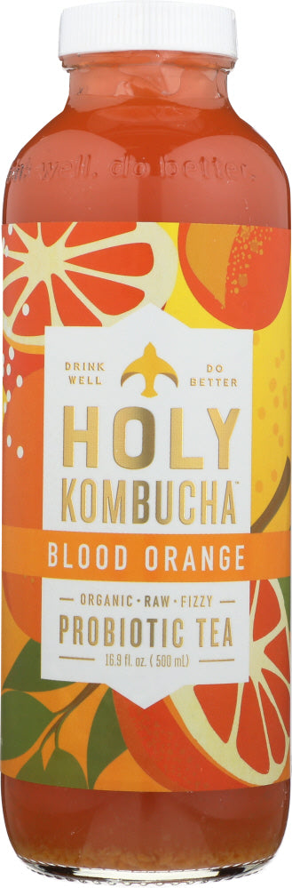 HOLY KOMBUCHA: Blood Orange Raw Fizzy Probiotic Tea, 16.9 oz