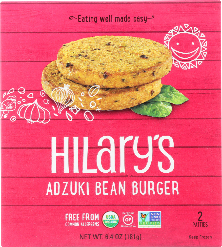 HILARY'S EAT WELL: Green Chili & Cumin Adzuki Bean Burger Patties, 6.4 oz