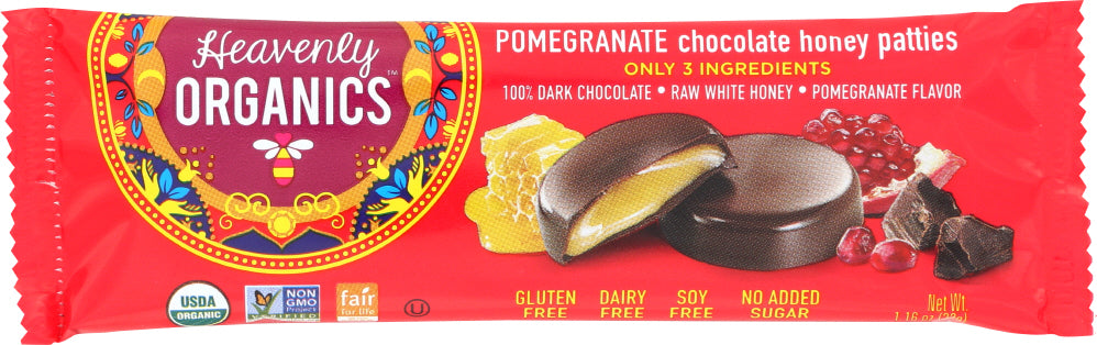 HEAVENLY ORGANICS: Honey Patties Chocolate Pomegranate, 1.2 oz