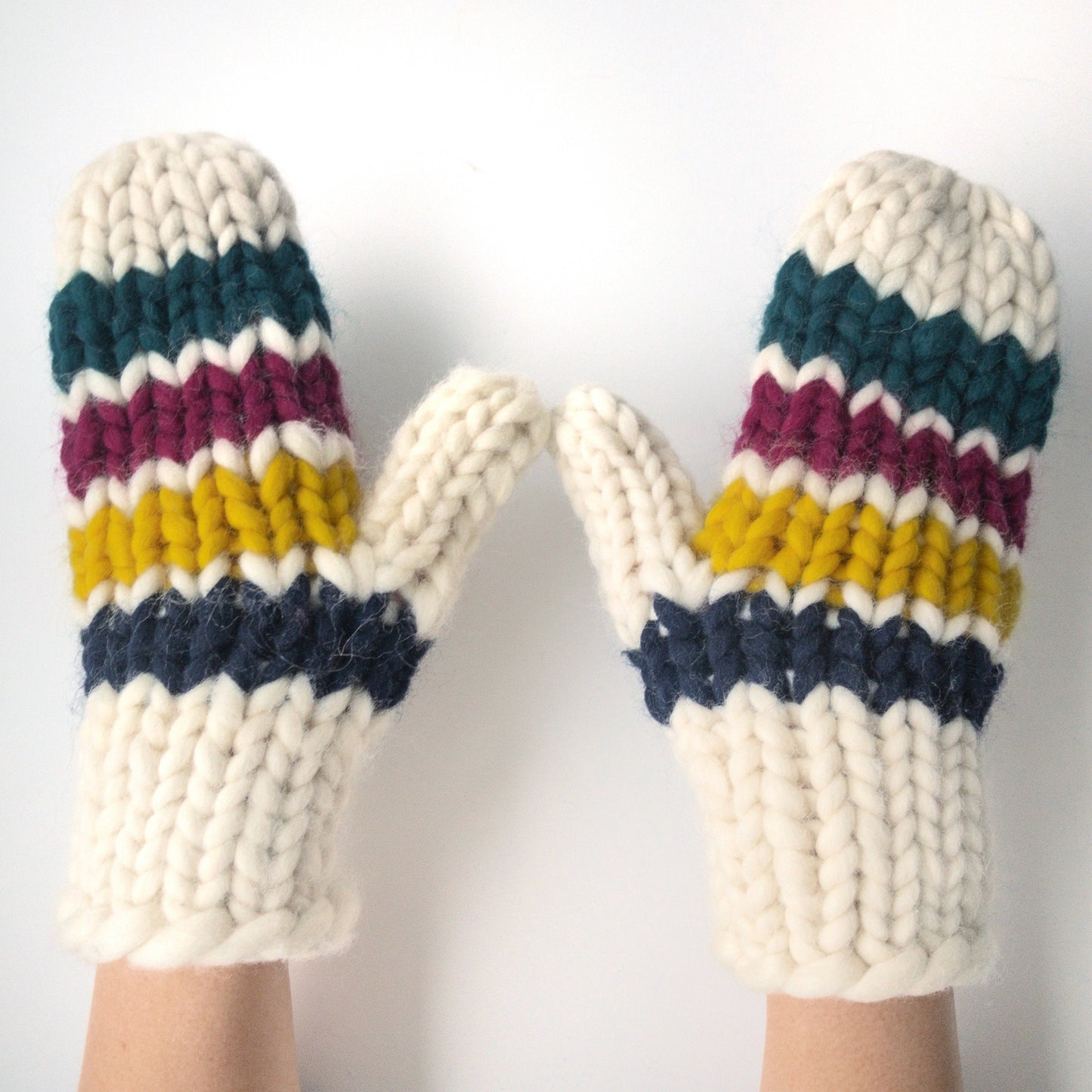 Merino Wool Stripped Mittens, Super Chunky Mittens, Warm Winter Mittens, Gloves Women, Super chunky knits, Gift for her