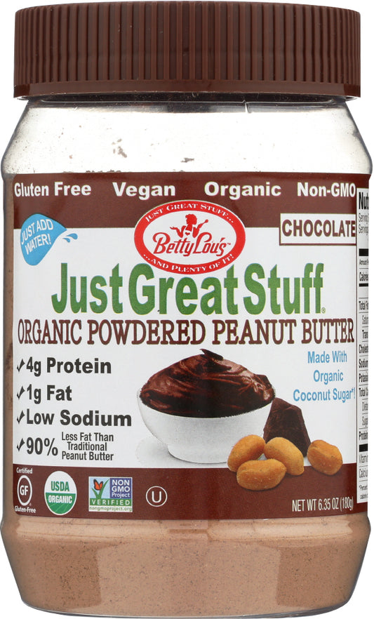 JUST GREAT STUFF: Chocolate Organic Powdered Peanut Butter, 6.43oz