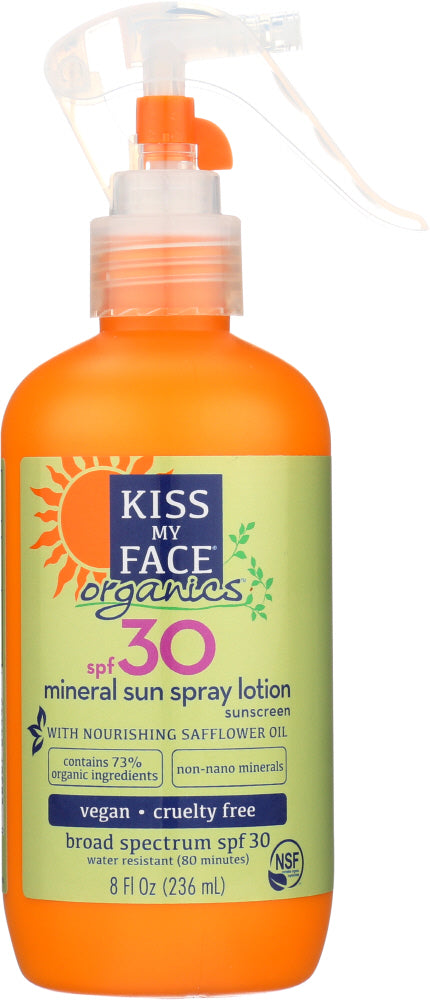 KISS MY FACE: Organic Mineral Spf30 Spray Lotion Sunscreen, 8 oz