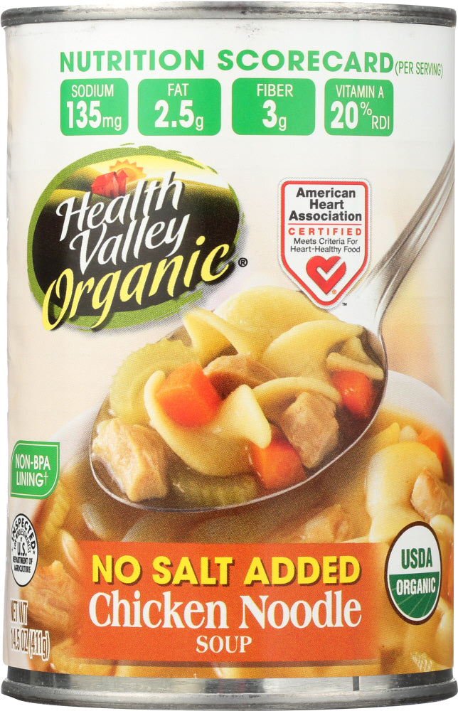 HEALTH VALLEY: No Salt Added Organic Chicken Noodle Soup, 15 oz