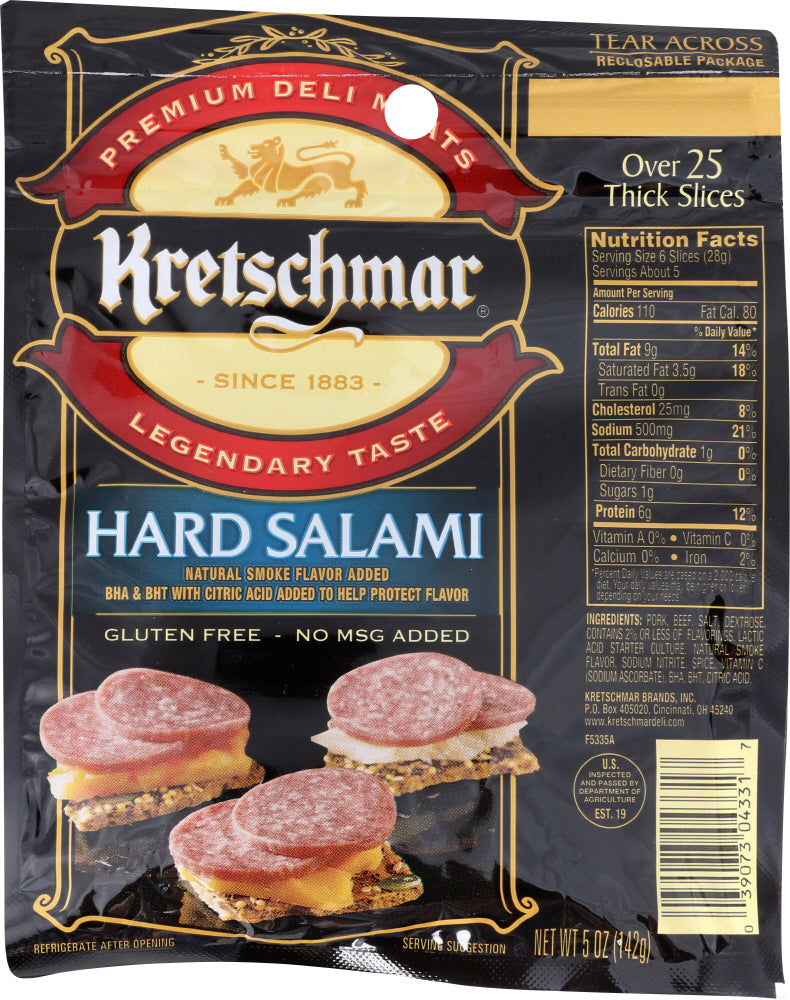 KRETSCHMAR: Hard Salami Pillow Pack 5 Oz