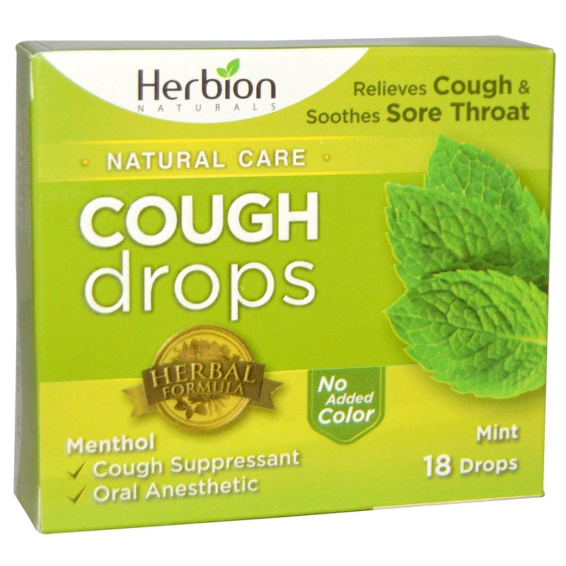 HERBION NATURALS: Cough Drops Mint,18 pc