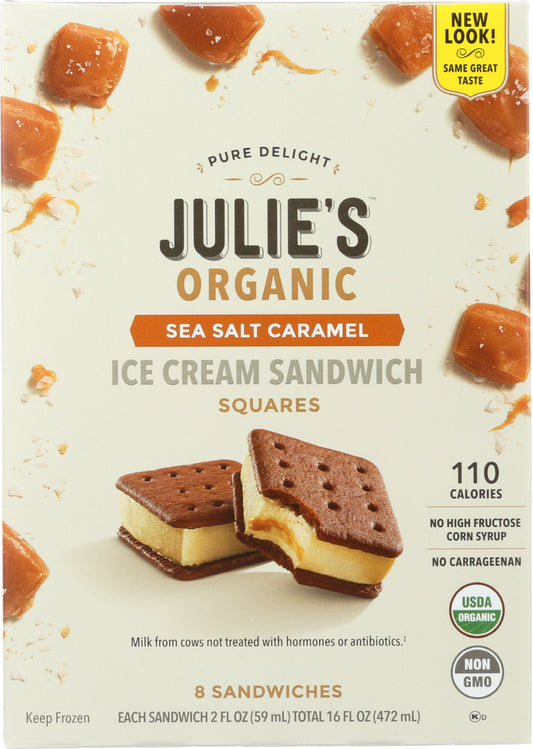 JULIES ORGANIC: Sea Salt Caramel Ice Cream Sandwich 8 Counts, 16 oz