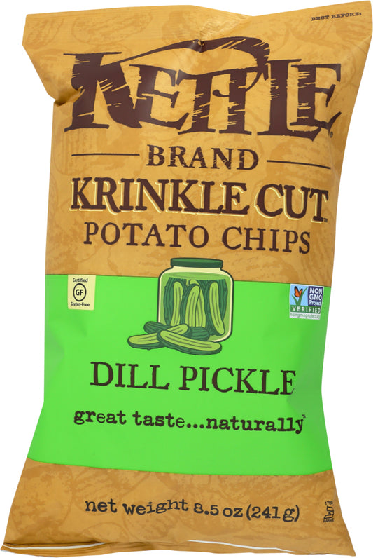 KETTLE BRAND: Krinkle Cut Potato Chips Dill Pickle, 8.5 oz