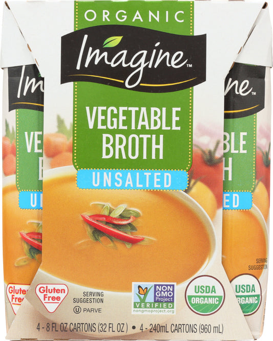 IMAGINE: Unsalted Vegetable Broth Organic 4Pk, 8 fo