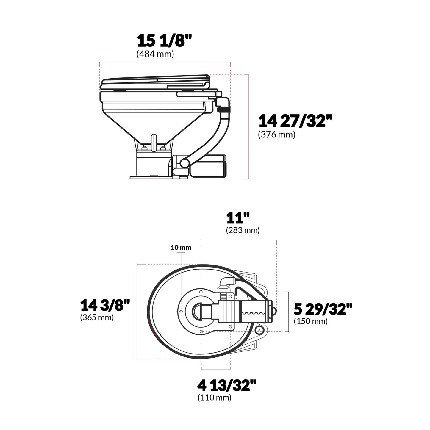 TMC Electric Marine Toilet Large Bowl, 12V