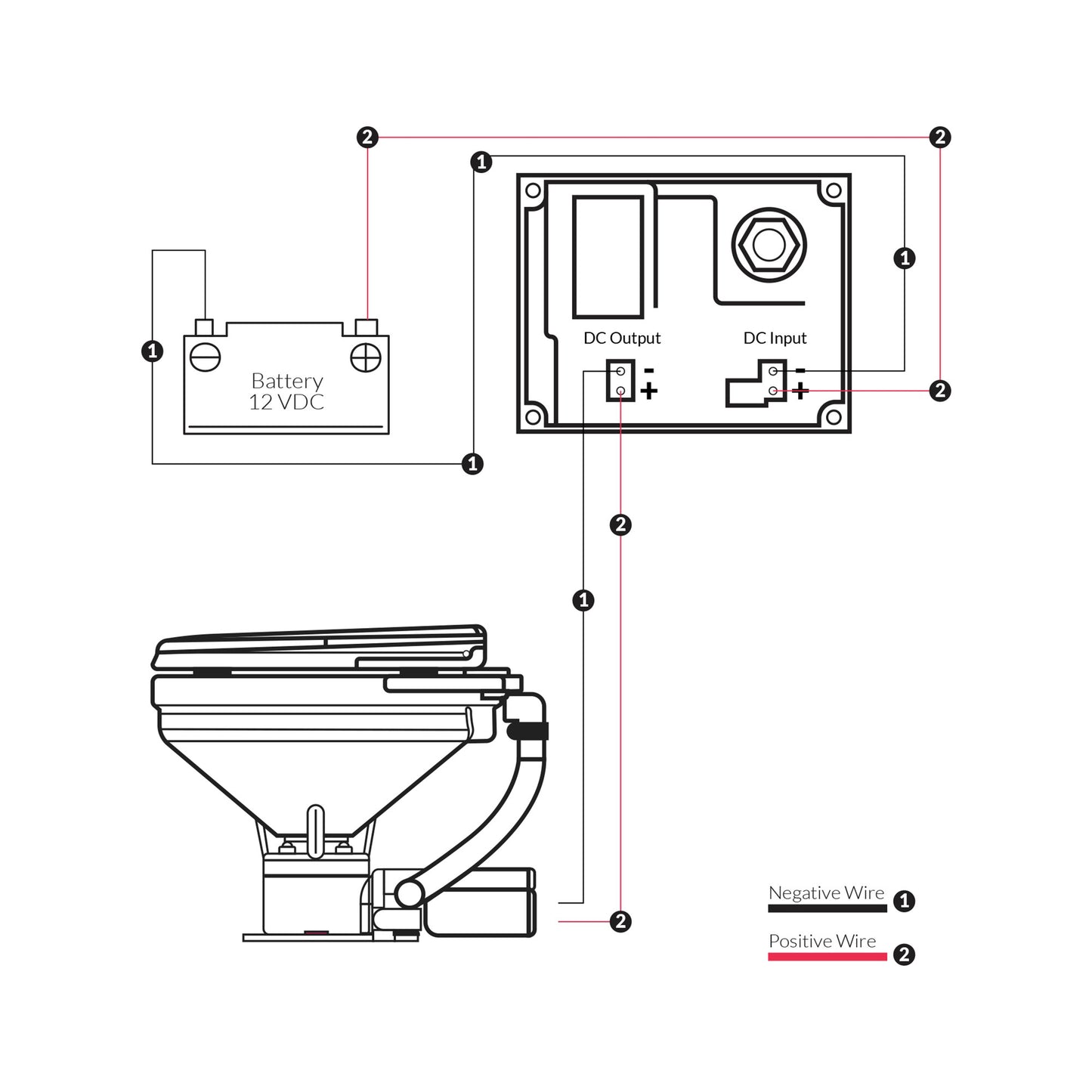 TMC Electric Marine Toilet Large Bowl, 12V