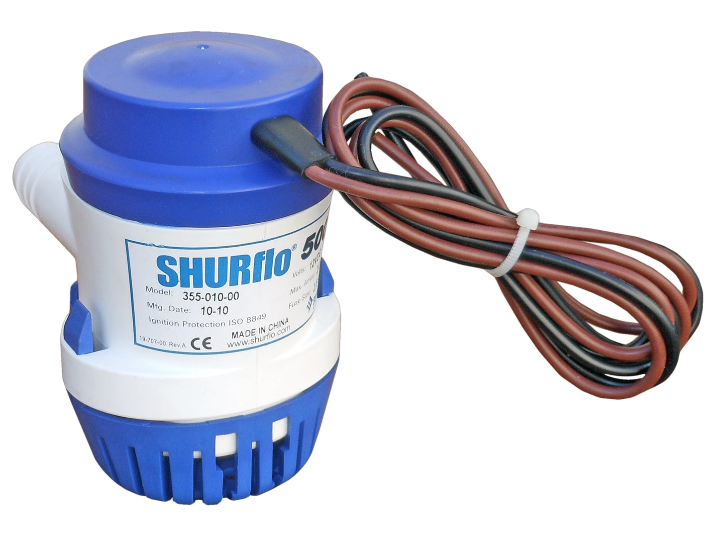 Shurflo 12V Electric Bilge Pump 500 GPH for Boat/RV - (355-010-00)
