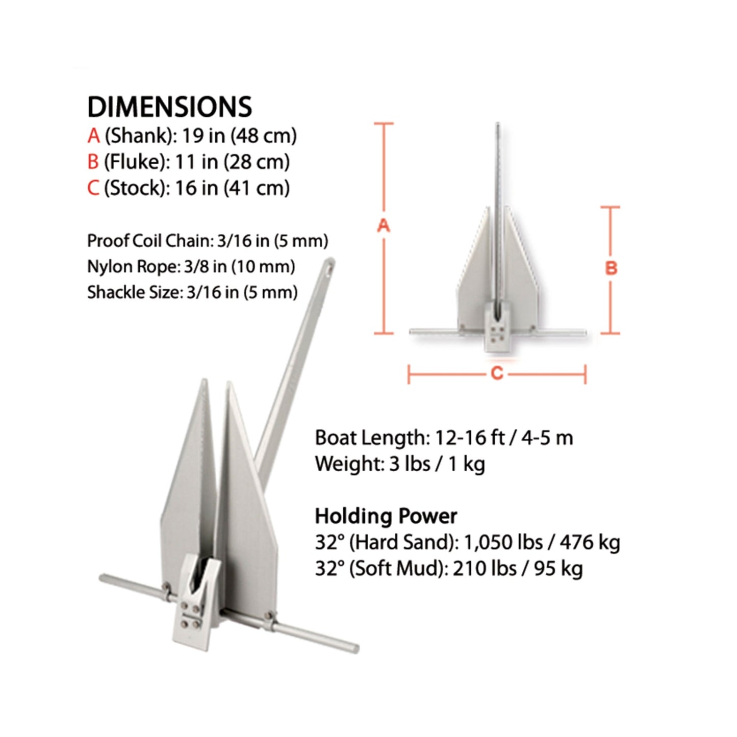 Guardian Anchor G-5, 12-16FT / 4-5M