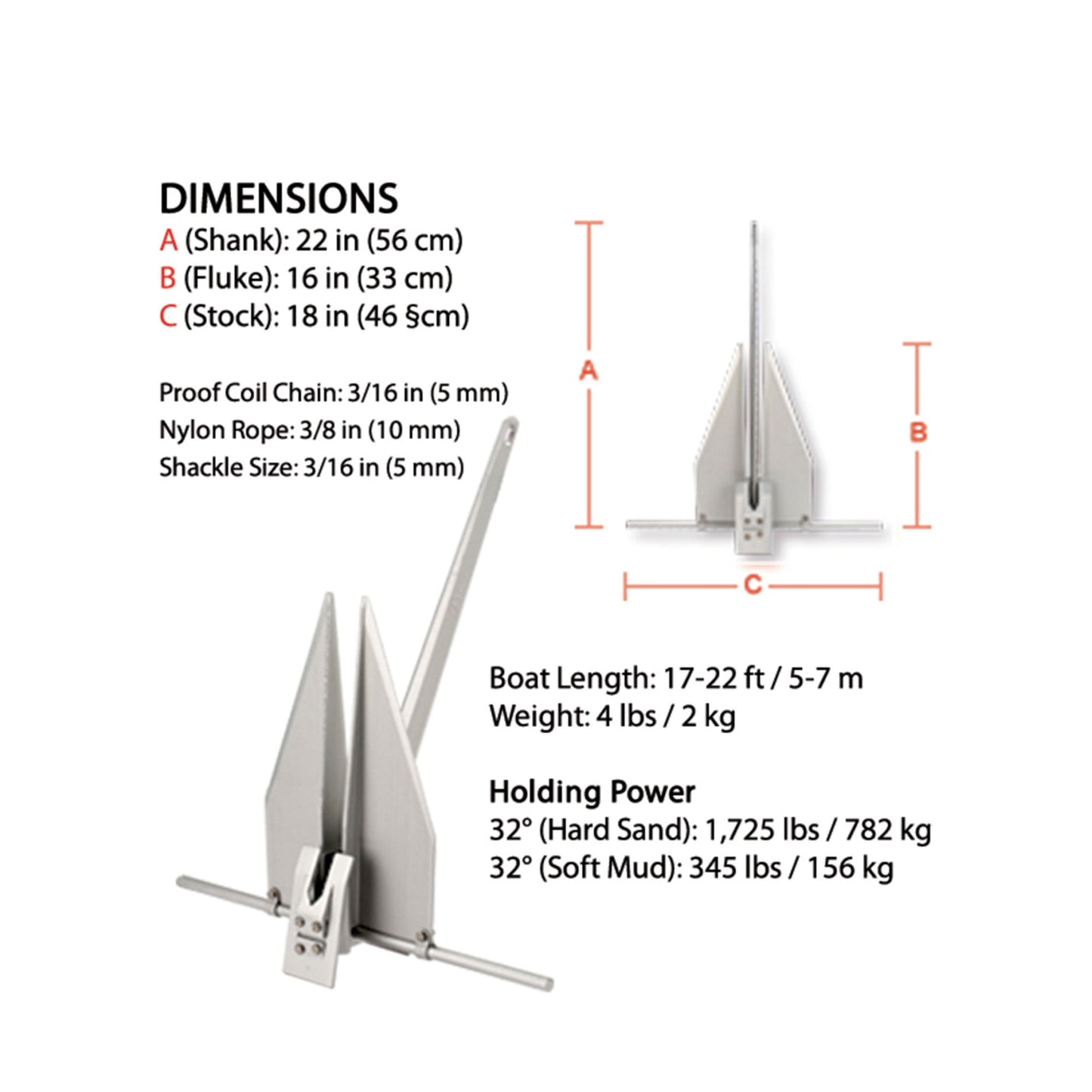 Guardian G-7 Anchor, 17-22FT / 5-7M