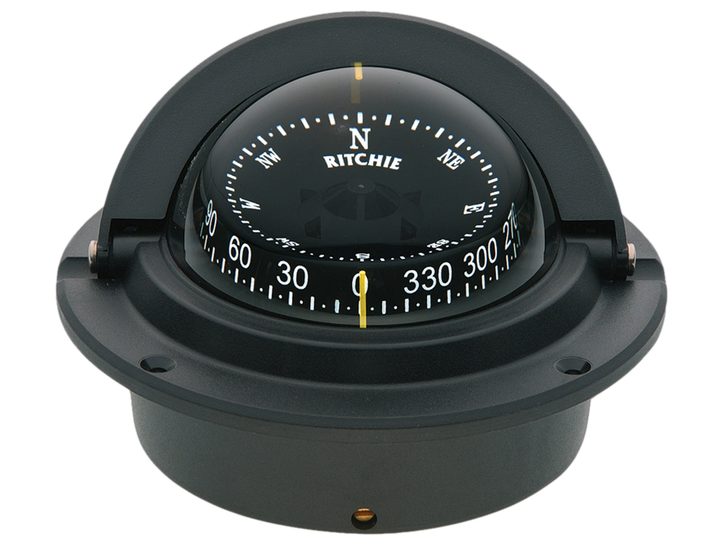 F83 Black Voyager Flush Mount Marine Power Boat Compass - Ritchie