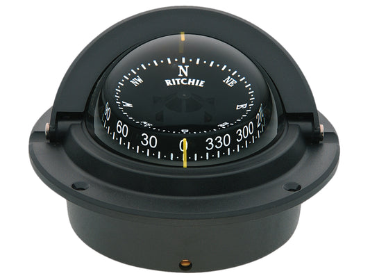 F83 Black Voyager Flush Mount Marine Power Boat Compass - Ritchie