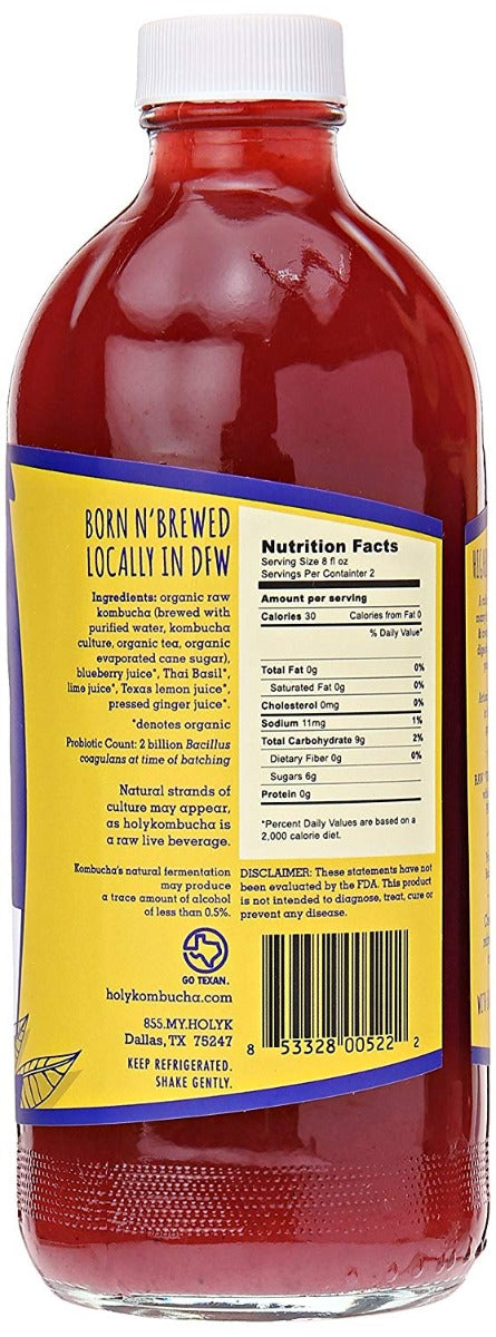 HOLY KOMBUCHA: Amazing Blues Kombucha Probiotic Tea, 16.9 oz