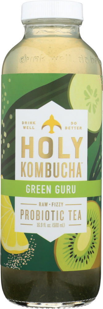 HOLY KOMBUCHA: Green Guru Raw Fizzy Probiotic Tea, 16.9 oz