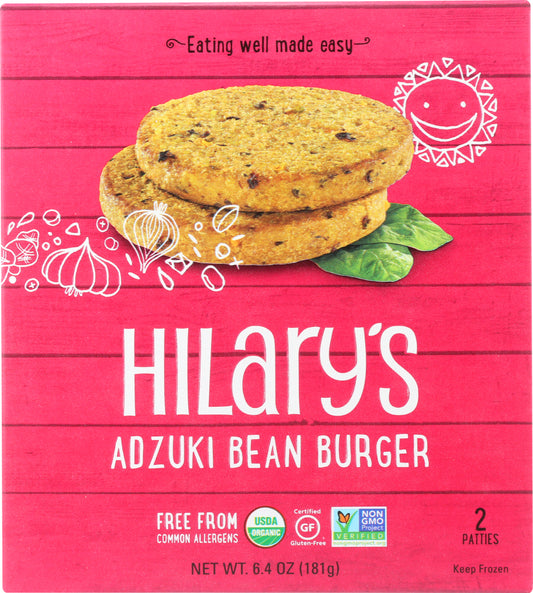 HILARY'S EAT WELL: Green Chili & Cumin Adzuki Bean Burger Patties, 6.4 oz