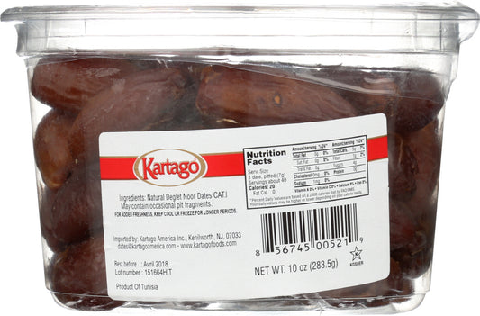 KARTAGO: Natural Tunisian Deglet Noor Pitted Dates, 10 oz