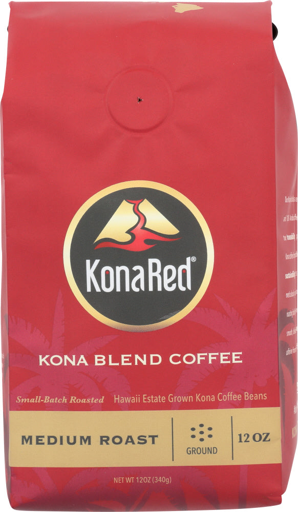 KONA RED: Kona Blend Medium Roast Ground Coffee, 12 oz