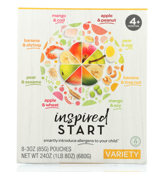 INSPIRED START: Variety Pack Baby Food 8x3oz Pouches, 24 oz