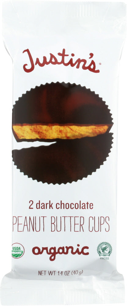 JUSTINS: Organic Peanut Butter Cups Dark Chocolate, 1.4 oz