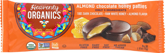 HEAVENLY ORGANICS: Honey Patties Chocolate Almond, 1.2 oz