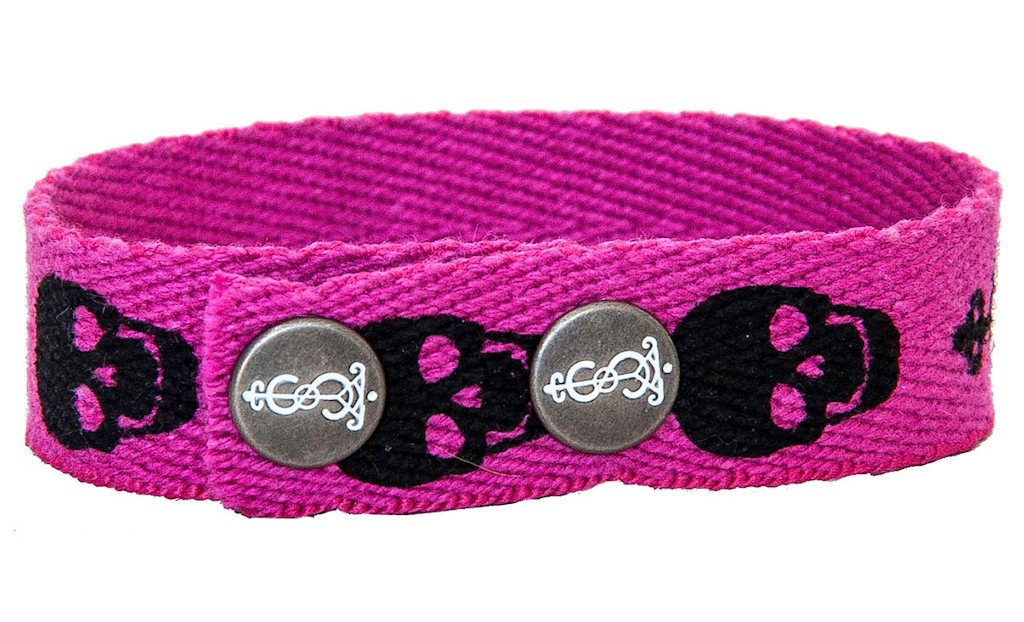 Pink Skull Twill Bracelet