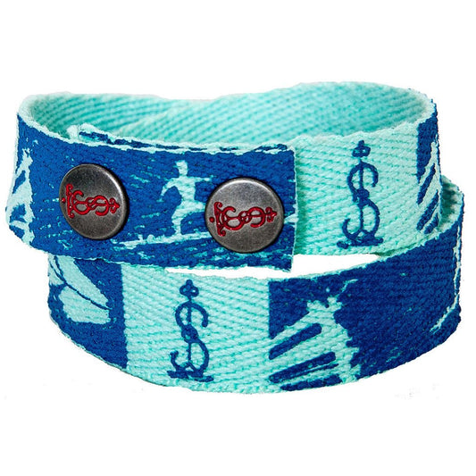 Surf n Turf Blue Twill Wrap Bracelet