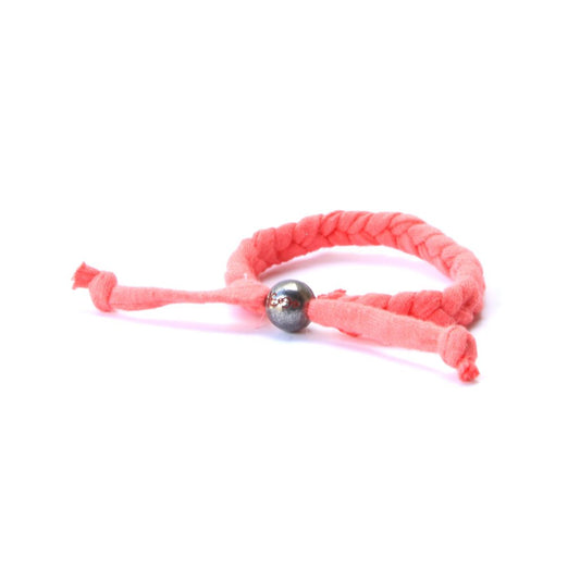 Coral Braided Up-Cycled Bracelet