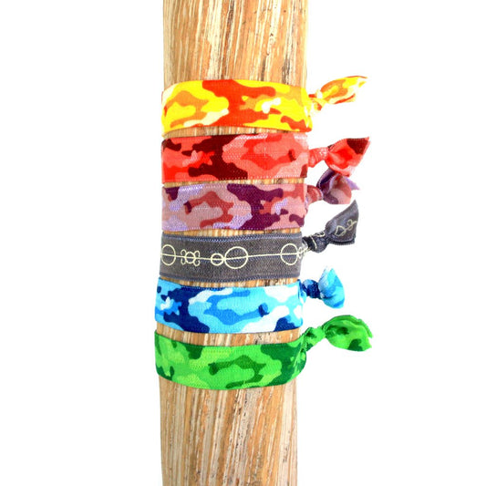 Neon Camo Print Hair Bracelets