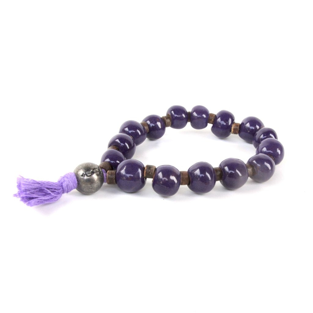 Purple Tassel Clay Bracelet