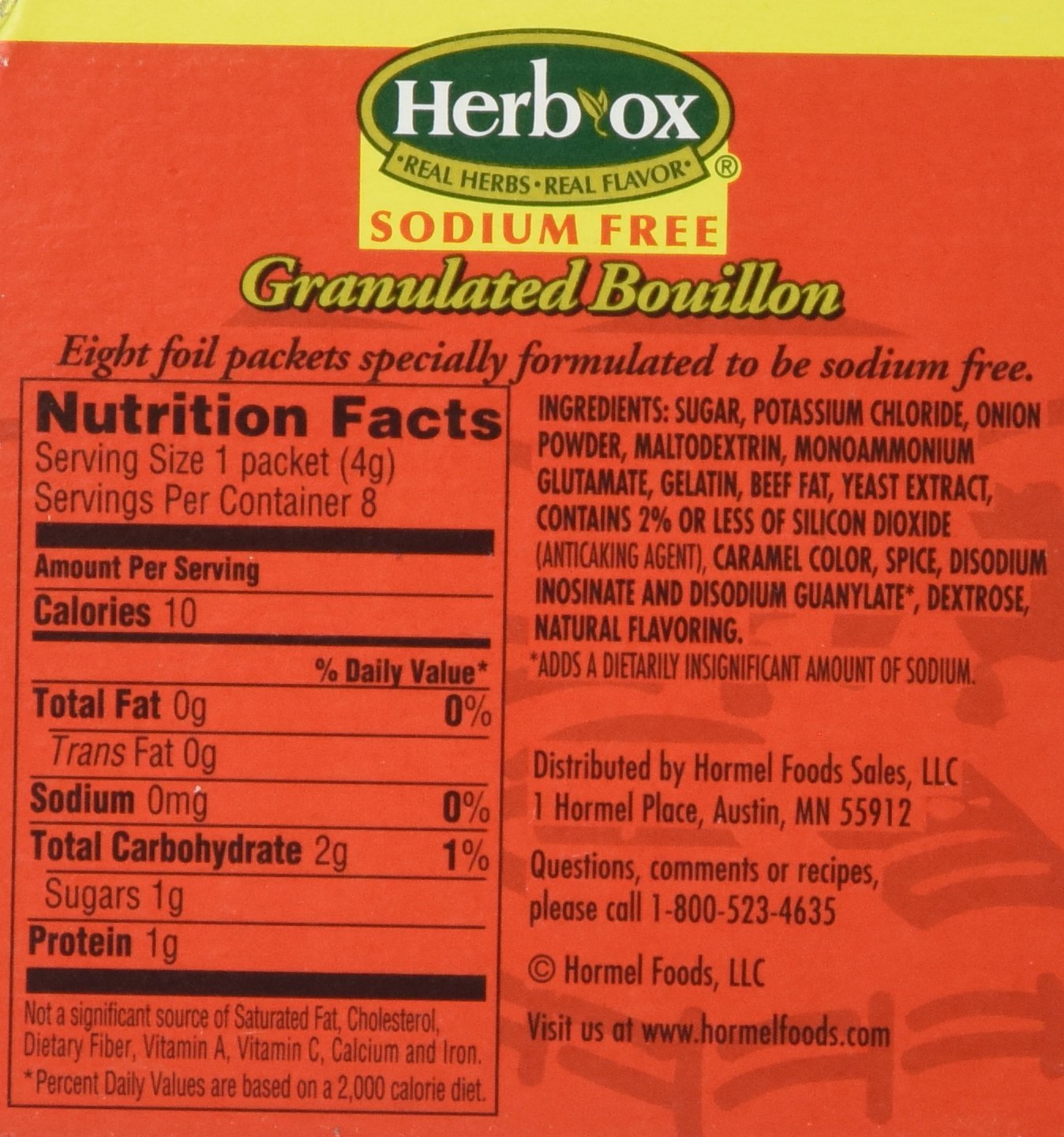 HERB-OX: Sodium Free Granulated Beef Flavor Bouillon, 1.1 oz