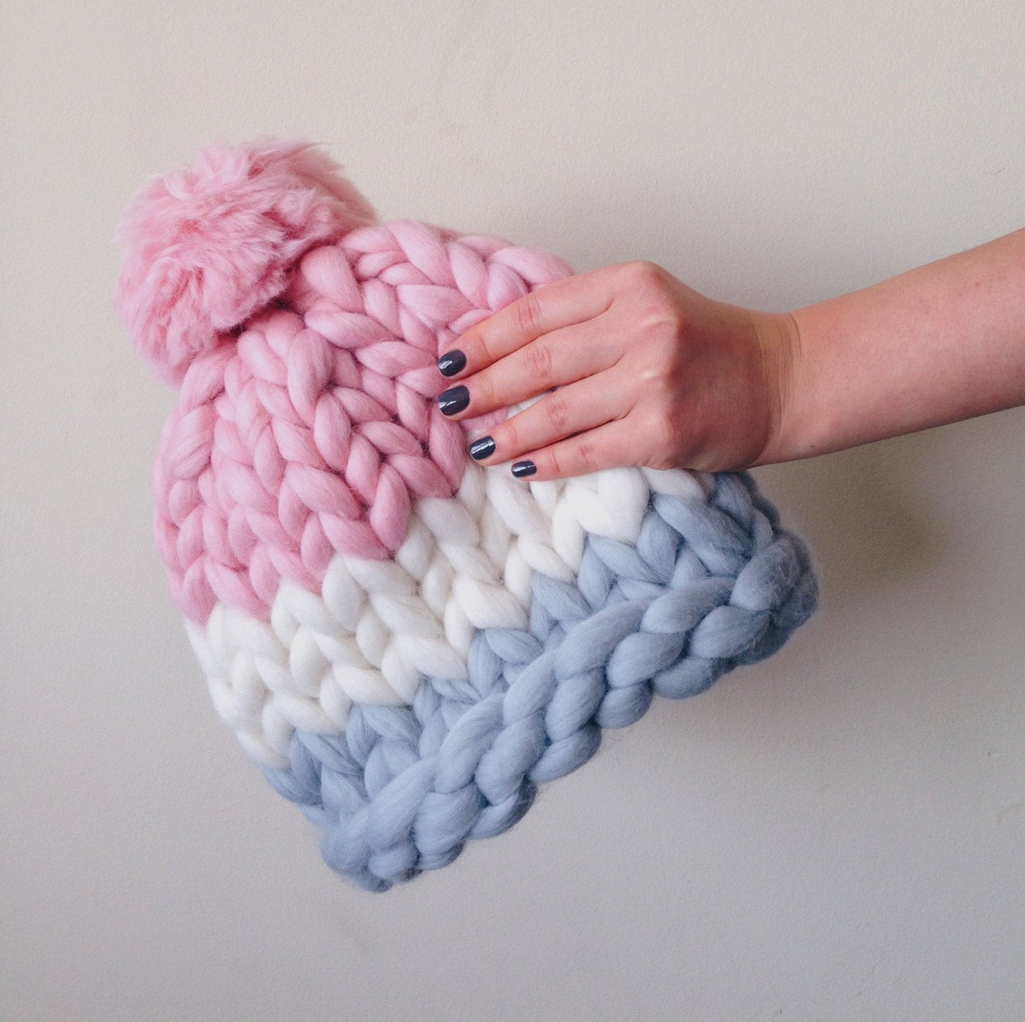 Merino Hat, Pom Pom Hat, Pink Hat, Kids Hat, Wool Beanie, Chunky Yarn, Gift for Her, Merino Wool, Thick Winter Beanie