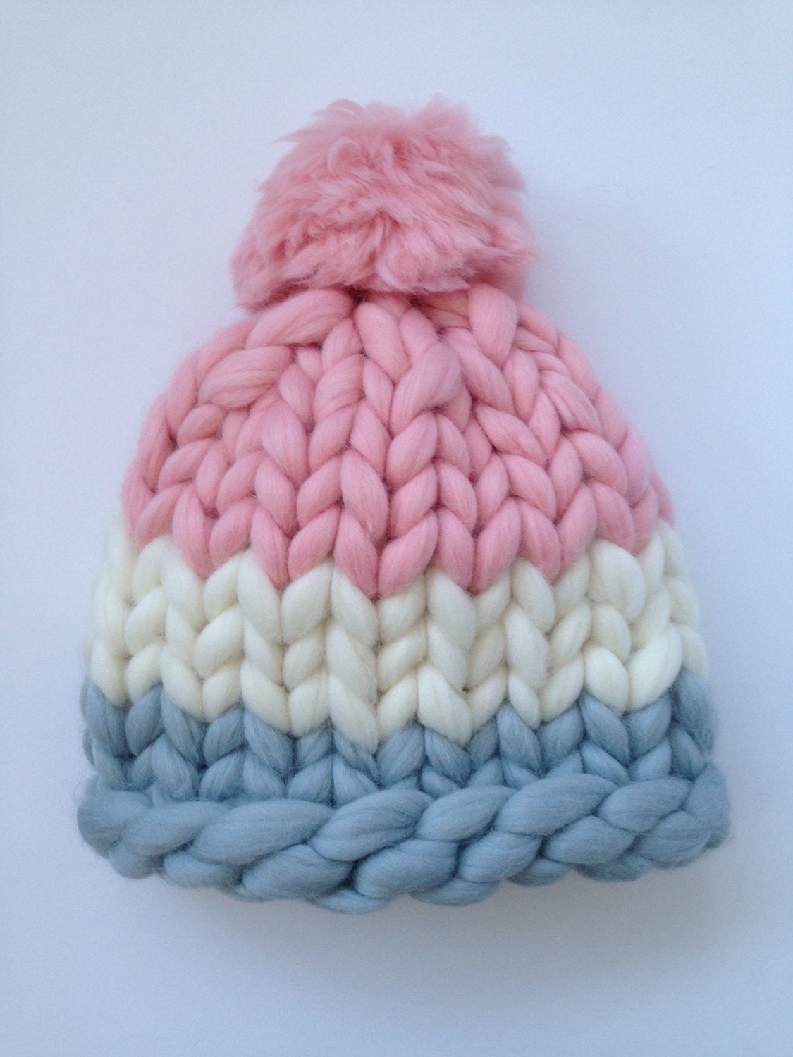 Merino Hat, Pom Pom Hat, Pink Hat, Kids Hat, Wool Beanie, Chunky Yarn, Gift for Her, Merino Wool, Thick Winter Beanie
