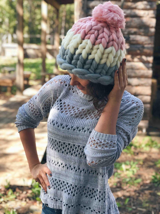 Merino Hat, Pom Pom Hat, Pink Hat, Kids Hat, Wool Beanie, Chunky Yarn, Gift for Her, Merino Wool, Thick Winter Beanie