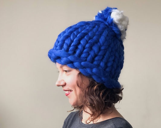 Blue Merino Hat, Wool Beanie, Warm winter hat, Merino wool beanie, Super Chunky Hat, Knitted Hat