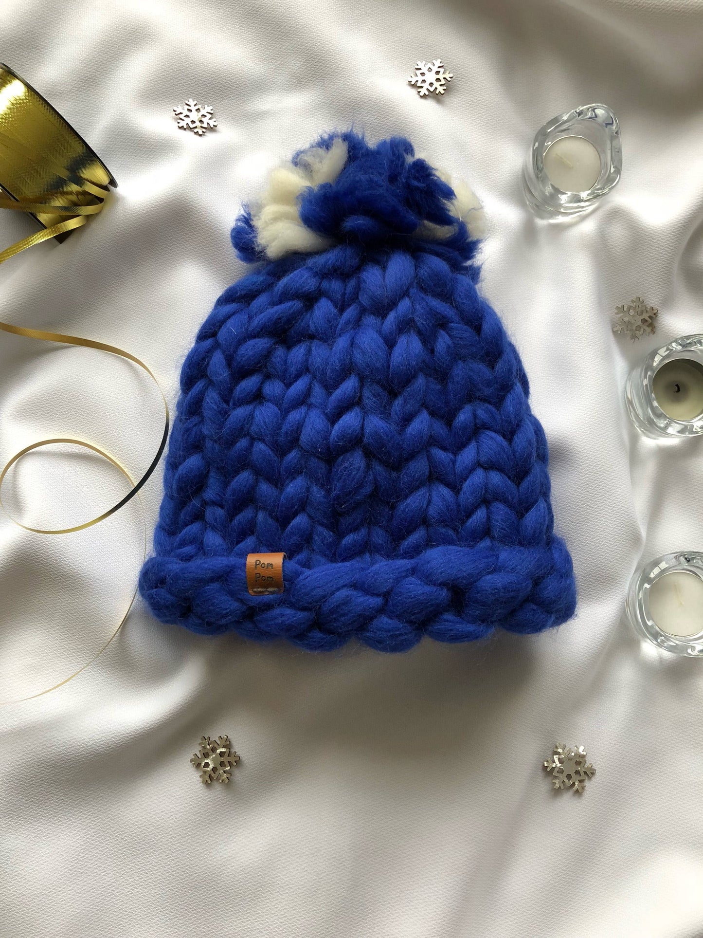 Blue Merino Hat, Wool Beanie, Warm winter hat, Merino wool beanie, Super Chunky Hat, Knitted Hat