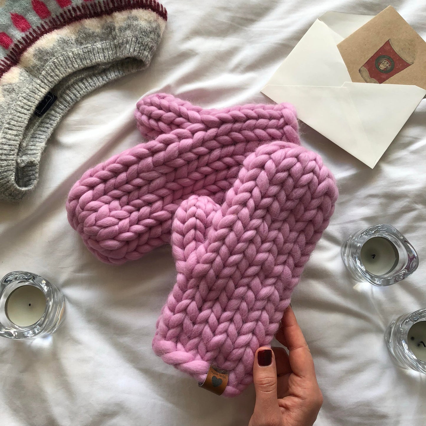 Pink knitted mittens, merino wool mittens womens, mittens kids, gloves women, winter cute mittens, super chunky knits, gift for her