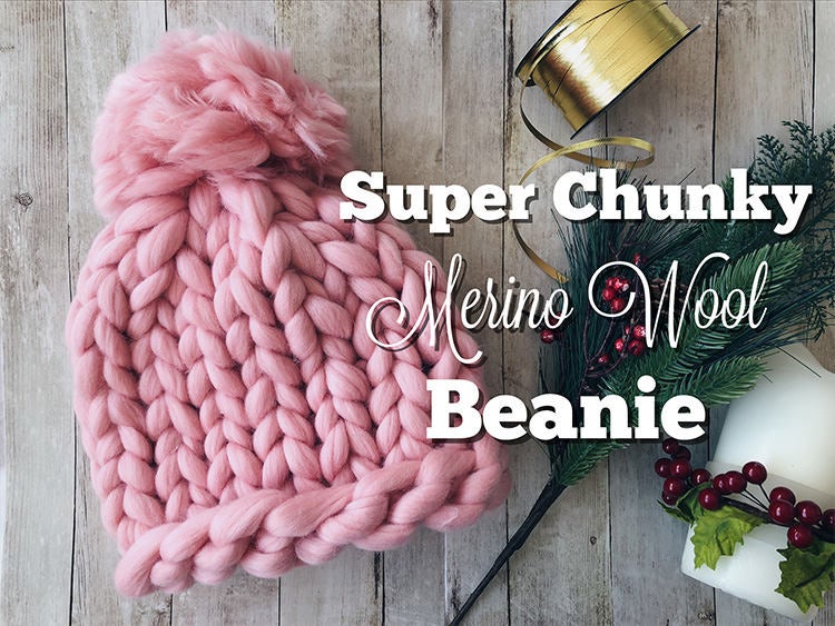 Super Chunky Hat PATTERN, Extreme Knit Beanie Pattern, Wool Hat Pattern, Chunky Knits Pattern, Knitting Video Tutorial by Pom Pom Hats