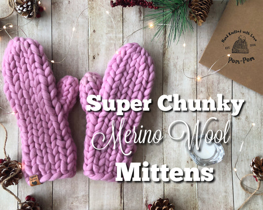 Super Chunky Mittens PATTERN, extreme knit mittens pattern, Warm Winter Mittens, Chunky Knits Pattern, Knitting Video Tutorial