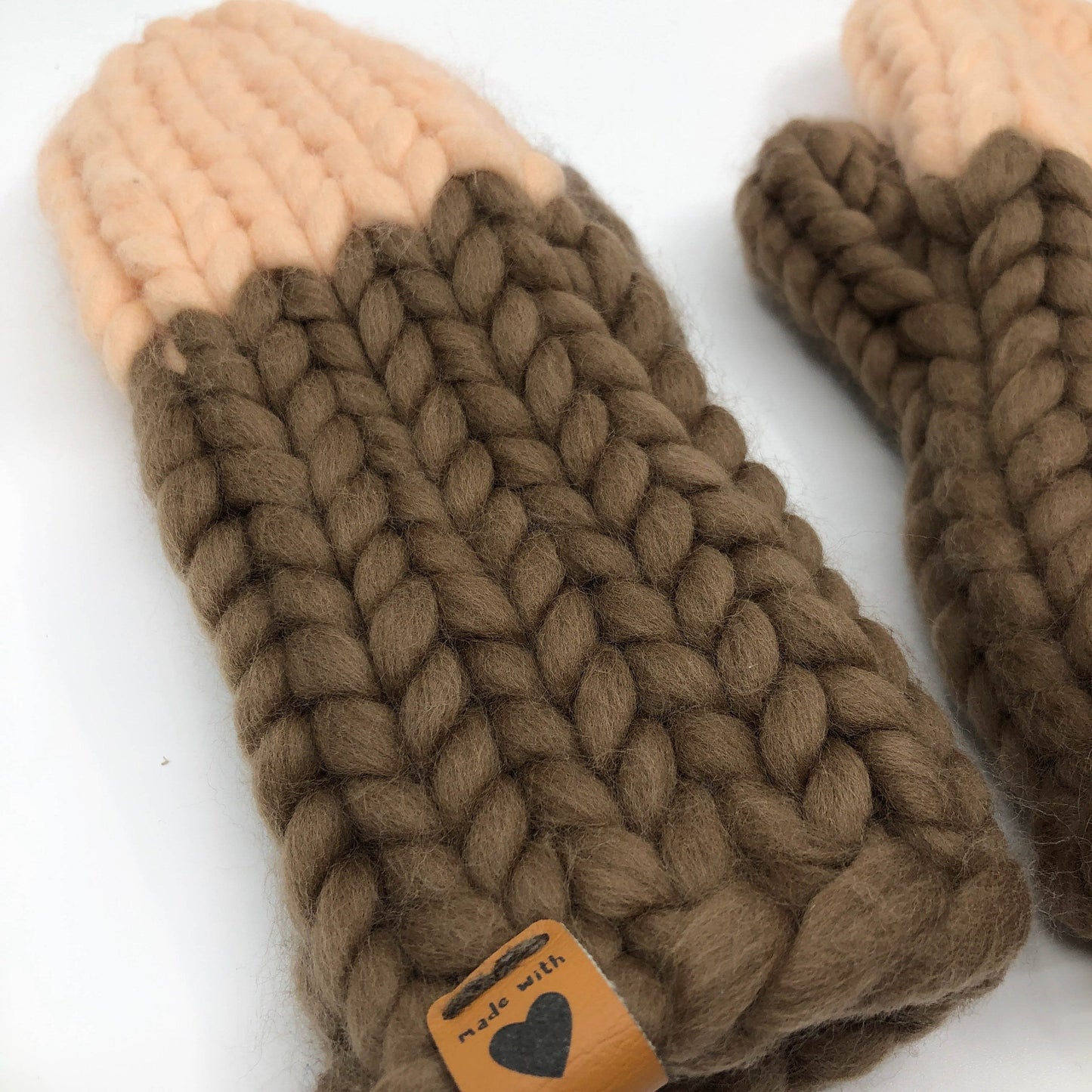 Big Stitch Mittens - Brown & Beige