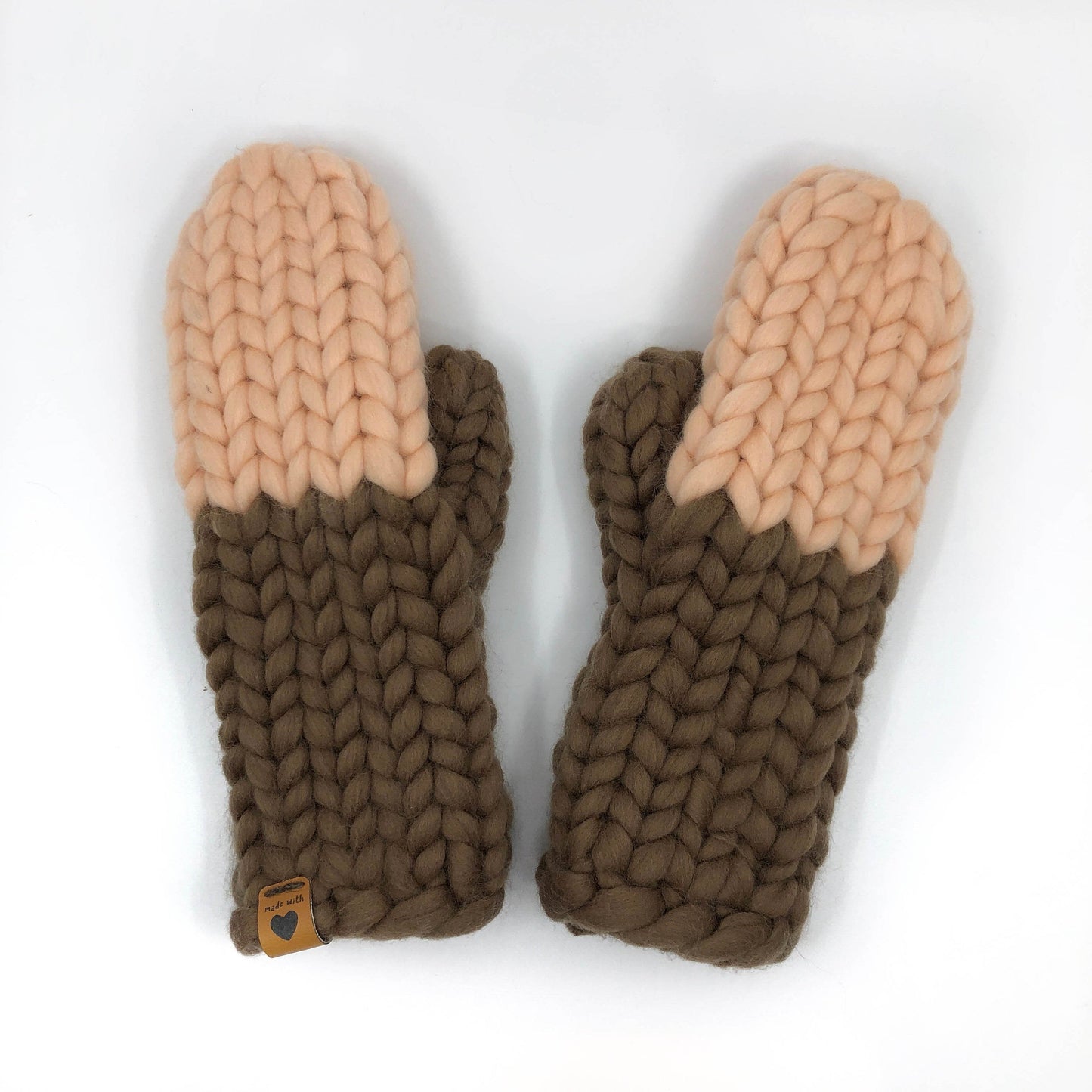 Big Stitch Mittens - Brown & Beige