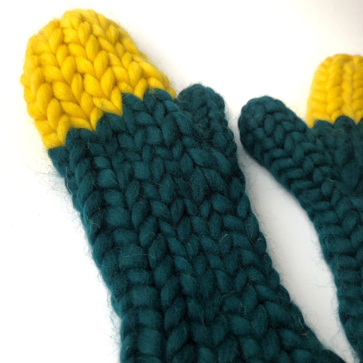 Green & Yellow Super Chunky Mittens