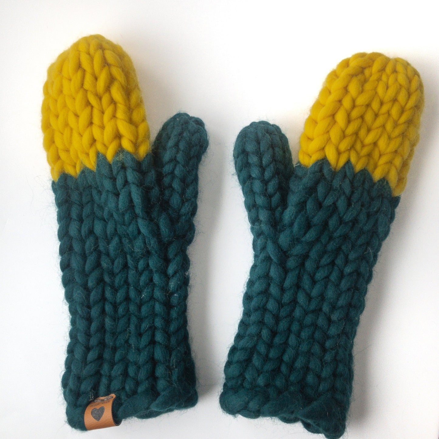 Green & Yellow Super Chunky Mittens